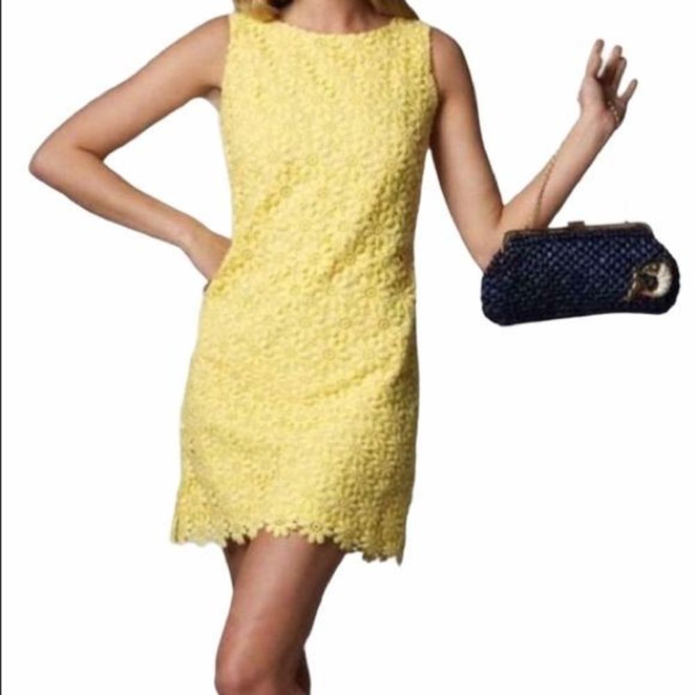 Lilly Pulitzer Yellow Floral Lace Mini Dress